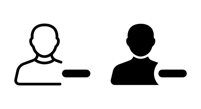Remove user icons, delete member profile symbols, black vector avatars
