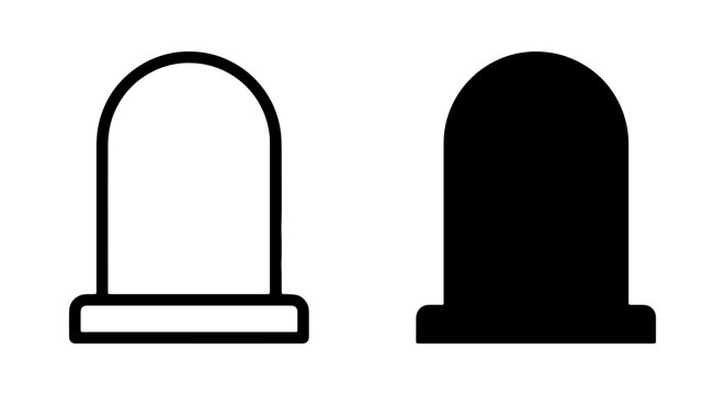 Tombstone Icons, Gravestone Vector Graphics, Cemetery Monument Symbols, Memorial Stone Outline