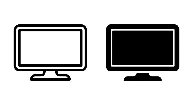 Computer Monitor Icons, Screen Display Vector Graphics, Technology Interface Symbols
