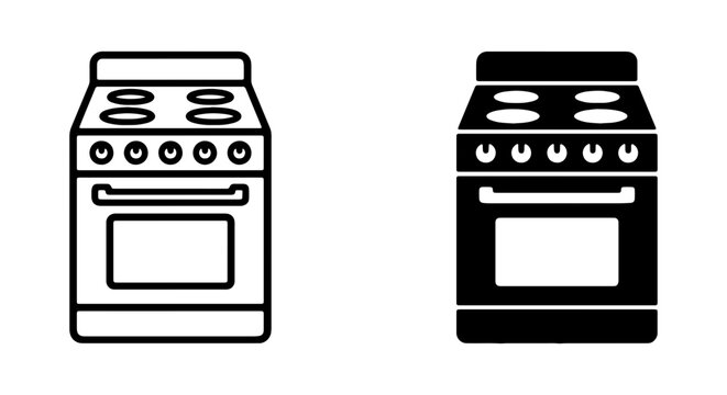 Modern Electric Stove Icon, Kitchen Appliance Symbol, Cooking Range Vector Graphic