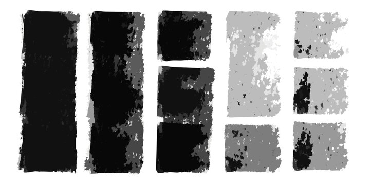 Charcoal rubbing textures on white background distressed block shapes
