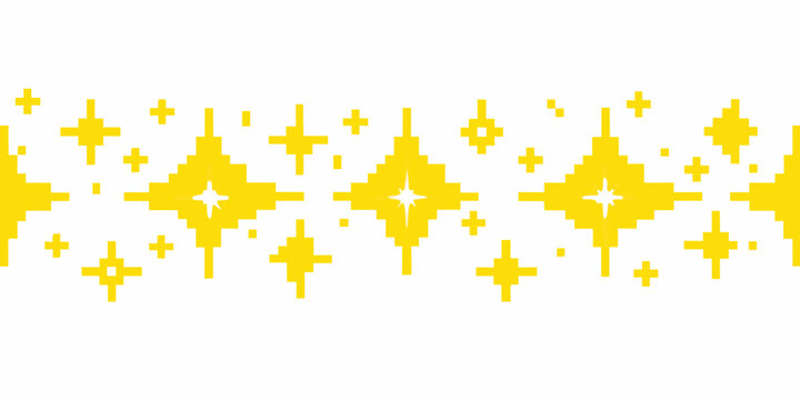 Yellow pixelated star pattern on a white background