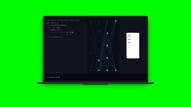 Motion Technology Demonstration on Laptop Screen with Dynamic Data Visualization.