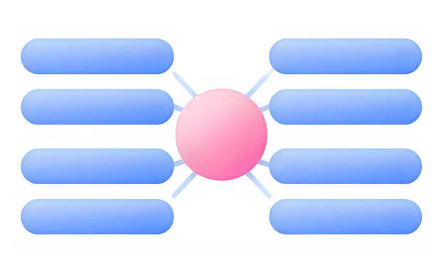 Pink circle and blue boxes mind map infographic template