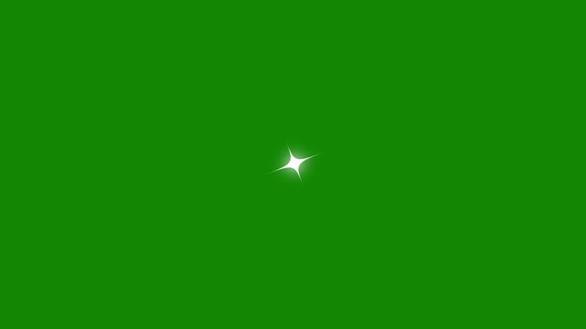 Twinkling stars animation, white cartoon sparkle stars, fast blinking lines, flat vector doodle animation, glowing glitter trail effect, video on green screen background. 4k