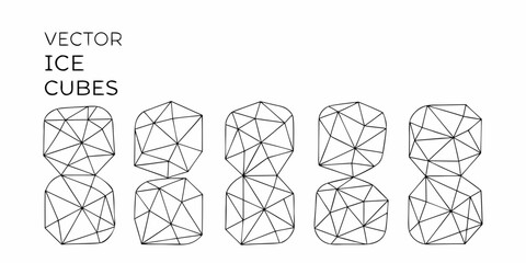 Vector Ice Cubes Minimalist Line Art Illustration On White Background © Biplab