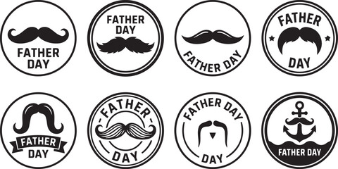 Father's day mustache badges labels collection vector graphics for celebrations © Arman