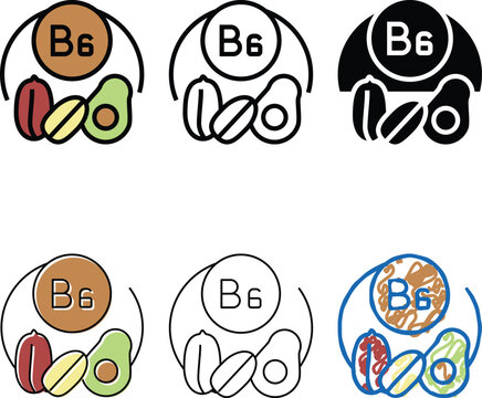 b6 vitamin color edition icon vector. b6 vitamin sign. isolated symbol