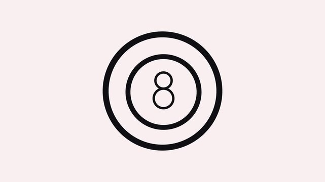 Cyan Neon Number 8 Inside a Glowing Circle on animated White Background eight digit. Right animated number 8 framed by a luminous cyan neon circle with subtle rotation and glowing digit effects
