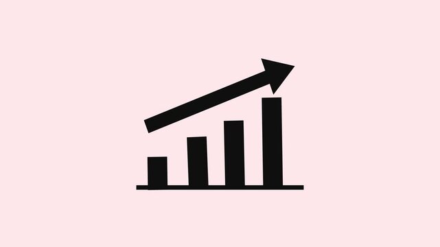 Business growth concept in graph chart showing marketing sales profit increasing to future target. business graph success animation arrow on White background 4k animation