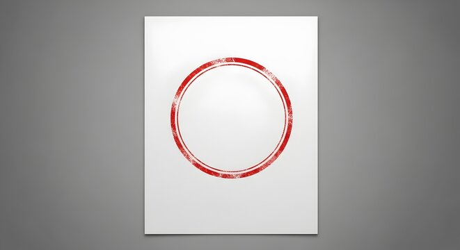 Blank white document with a red circular rubber stamp impression