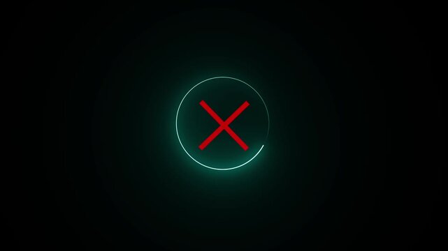 Animated wrong mark red icon appearing