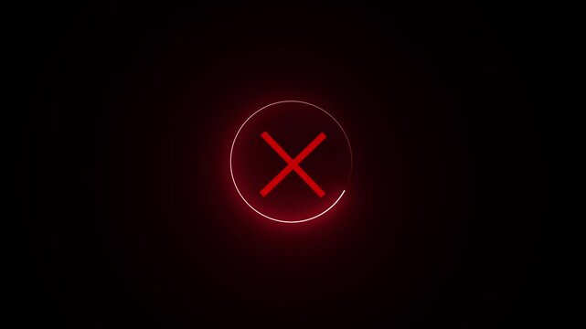 Animated wrong mark red icon appearing