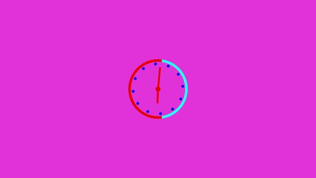 Clock spinning, watch animation on transparent background with alpha channel. Clock icon flat style 24 hours day and night fast speed with moving timer clock rotation 4k