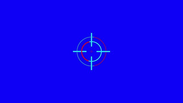 target icon with green screen Sniper Scope Crosshair Animation Overlay with Rotating HUD Target Reticle and Circular UI Elements in Transparent Background 