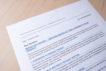 Fototapeta premium Renters Rights Act 2025 Landlord Notice