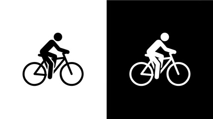 Fototapeta premium Bicycle Rider Icons – Cycling and Fitness Symbols Representing Motion, Health, and Freedom for Creative Design, Sports, and Educational Projects