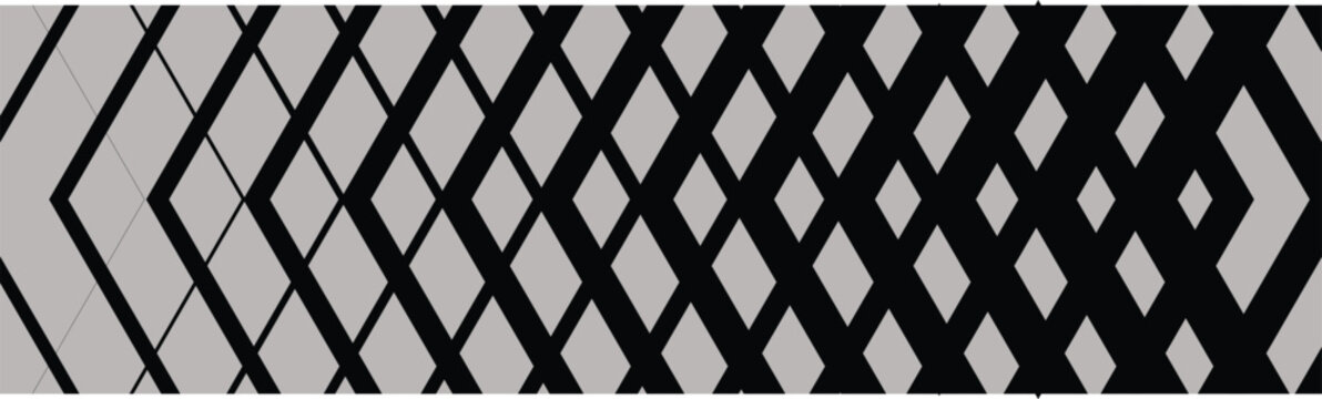 Abstract diamond lattice pattern background. Monochrome geometric rhombus grid creating depth, repetition, and dynamic visual texture. Modern vector design for technology, architecture, branding, and 