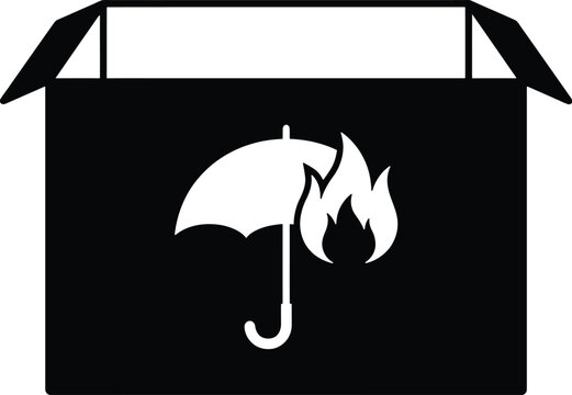 Fireproof umbrella silhouette on black background for safety and protection advertising