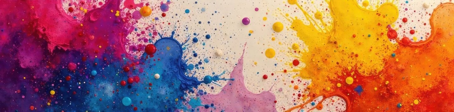 A vibrant paint splattered canvas, overflowing with color and texture, embodying unrestrained artistic expression and fervent creative energy , emotion, creativity