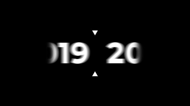 Horizontal year counter animation scrolling from 2000 to 2026. White typography slider on black background. Fast forward 26 year history timeline and time passing motion graphics.