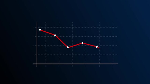 Modern line graph displays falling investment market trends. Technical line graph monitors negative corporate revenue data. Financial crisis concept with digital line graph.