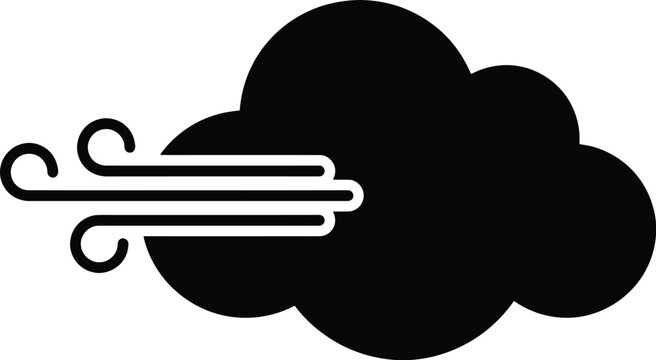 Black wind blowing cloud silhouette for weather forecast and climate change visual representation
