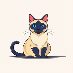 Obraz premium Cartoon Siamese Cat Illustration