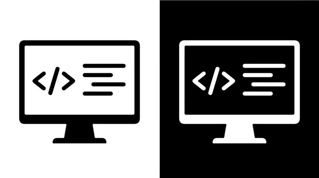 Computer Coding Icons &ndash; Technology and Programming Symbols Representing Software, Development, and Innovation for Creative Design, Business, and Educational Projects