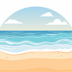 Fototapeta premium Stylized Beach and Ocean Scene with Clouds