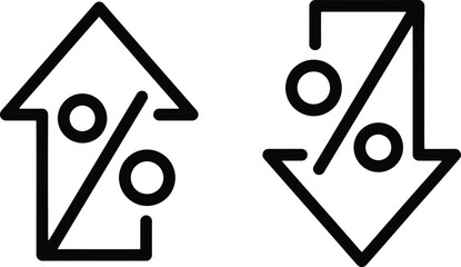 Percentage change icons for up and down trends in finance and business © THANKYOU
