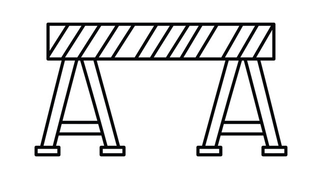 Simple Wooden Bench With A frame Supports Black Line Art