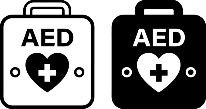 Aed defibrillator icon set