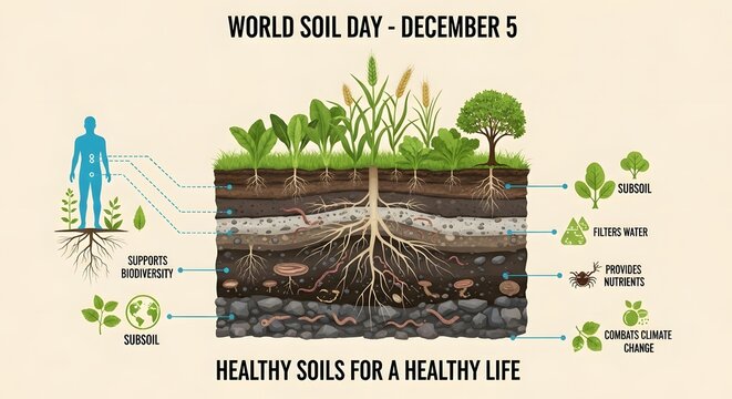 World Soil Day Celebration with Healthy Soil Illustration