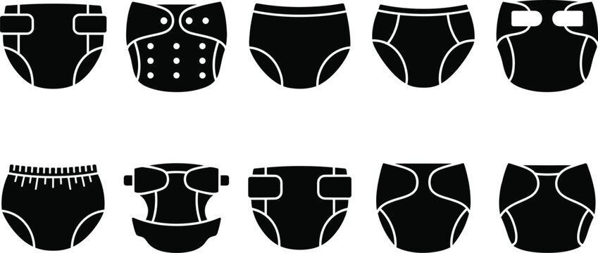 Baby diaper styles collection flat vector illustration