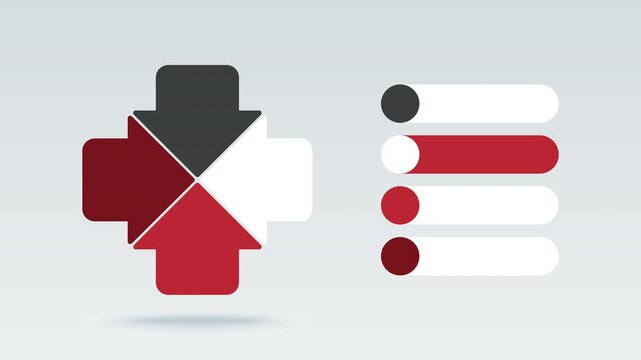 4 steps business infographics animation with merging arrows and text list layout