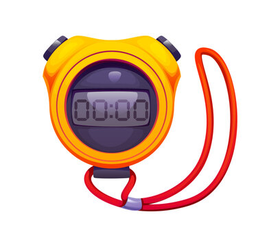 Cartoon sport stopwatch American football game equipment, vector icon. Play clock of delay of game timer stopwatch item of American football scoring countdown equipment in match touchdown play