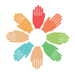 Obraz premium Diverse hands forming a circle in a flower shape
