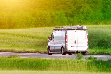 Fototapeta premium Maintenance trucks working on the side of the road
