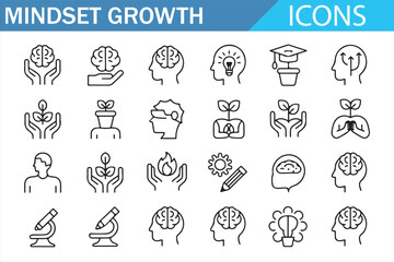 Fototapeta premium Vector Icon Collection for Learning, Innovation, and Mindset Growth