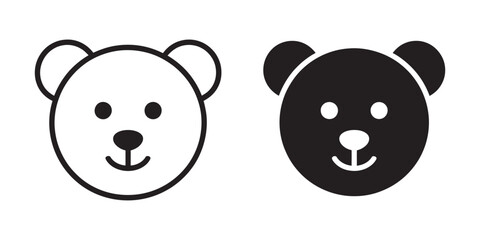 Fototapeta premium Teddy bear icon vector design, black color teddy bear symbol for childhood, soft toy, comfort, and cute mascot illustration