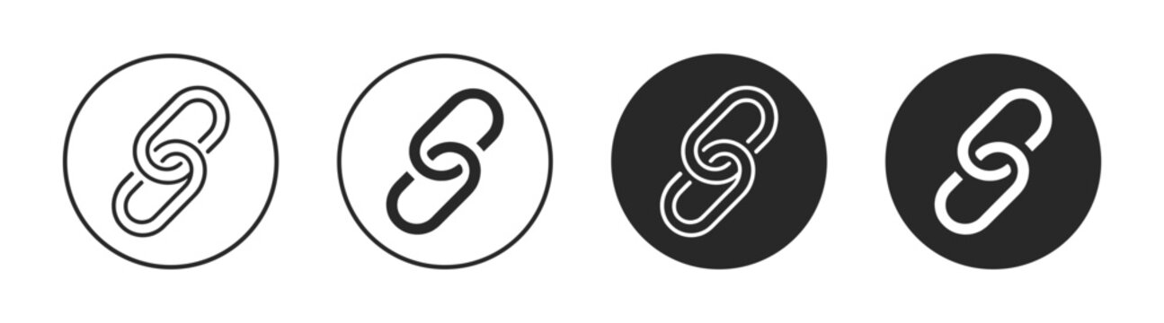 Round link and chain icon set with editable stroke outline connectivity symbols