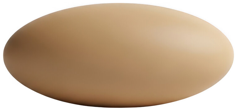 Smooth tan ellipsoid pebble featuring soft matte textures for modern designs isolated transparent background image
