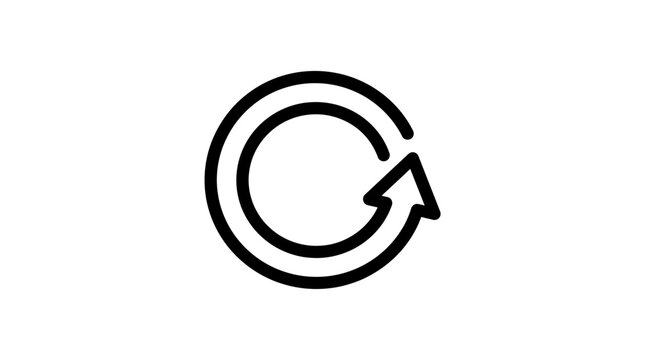 Circular arrow icon with clockwise rotation on white background