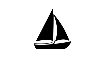 Fototapeta premium Sailing boat silhouette on a white background simple nautical design