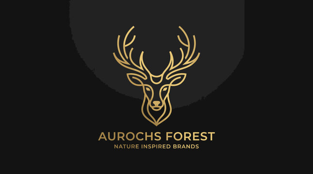 Golden deer head logo for Aurochs Forest nature brand.