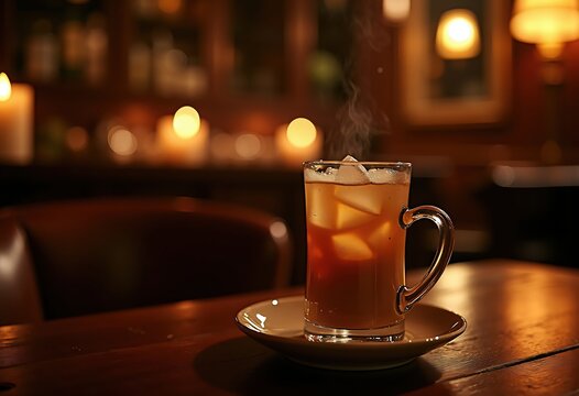 Irish Cream Liqueur Signature Coffee Sipped in Dimly Lit Jazz Bar with Musical Vibes