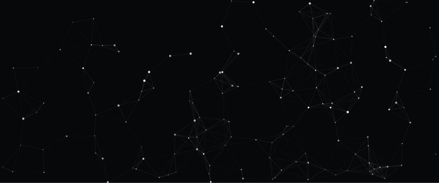 Abstract network of white dots and lines on a vector illustration