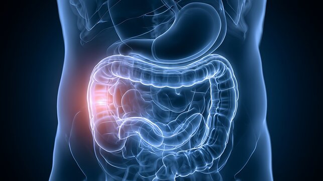 Medical illustration of human colon pain