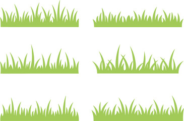 Green grass border collection, natural lawn silhouettes and meadow vegetation design elements set © Sume